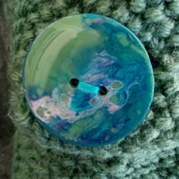 Hand Crafted Pillow Knit Sage Green Owl Googly Eye Hand Painted Button H… - Picture 7 of 15